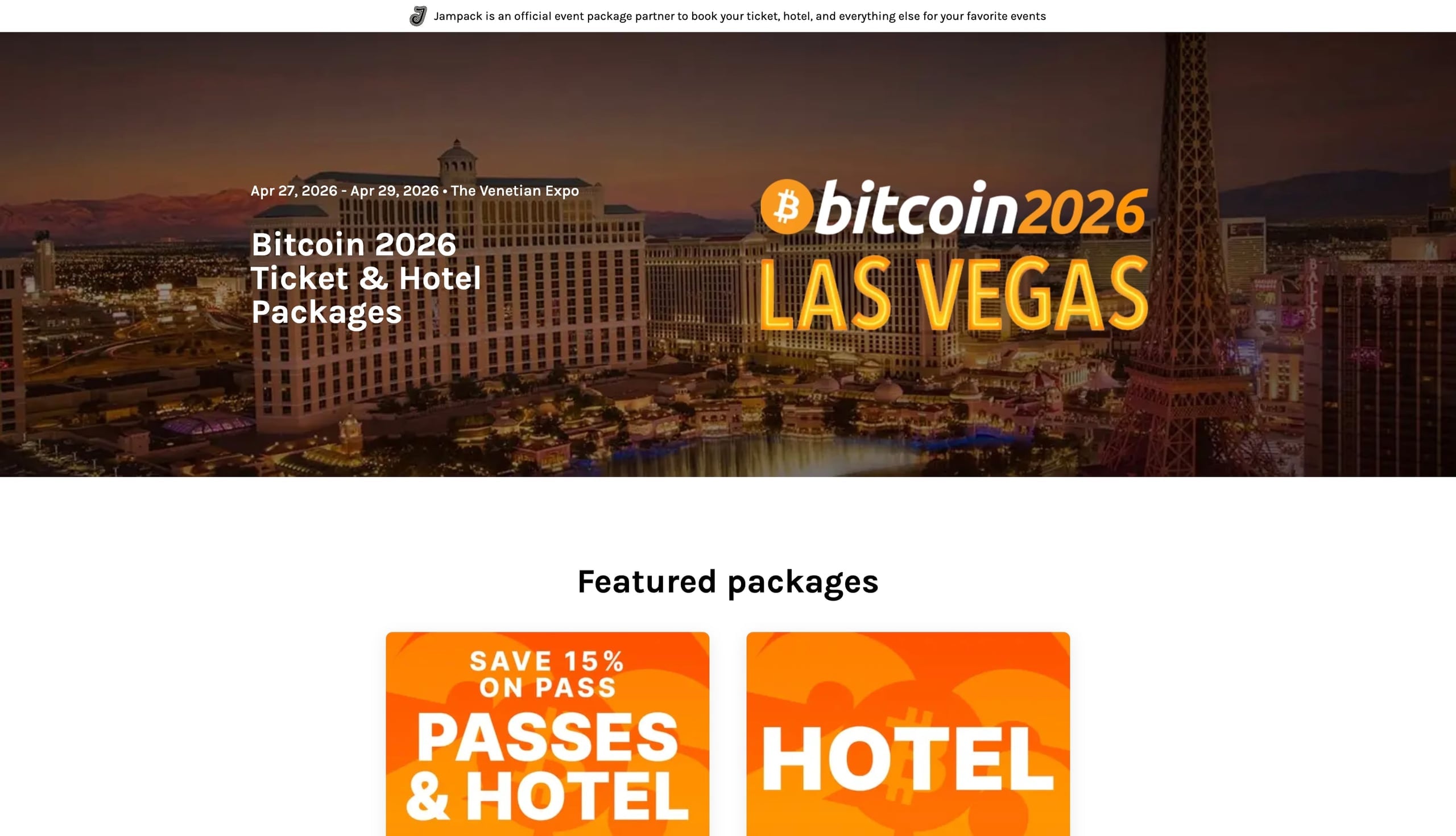Customized event package page